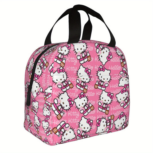 Sanrio Hello Kitty Insulated Lunch Bag for Adults - Reusable Cooler Tote with Cute Pink Design, Spacious Capacity & Top Handle, Hand Washable for Work, Travel, Picnic, Food Storage, Kawaii Style, Sturdy Handle, Office Workers