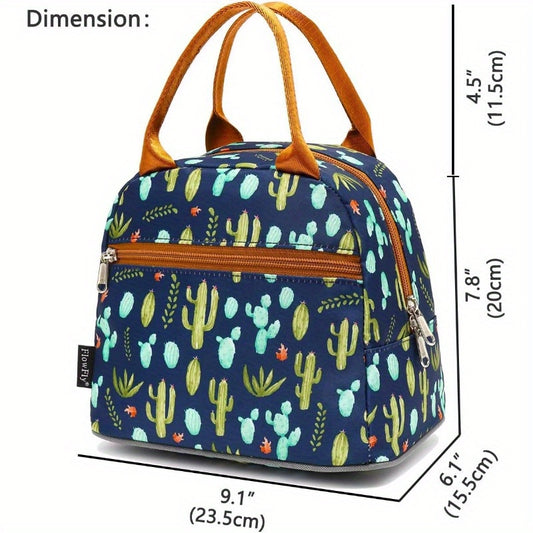 Insulated Lunch Bag Lunch Cooler Tote Organizer Holder for Women Men Cactus